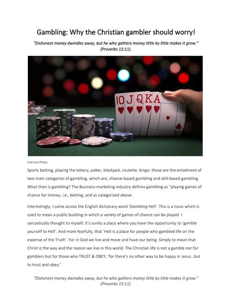 A Biblical Perspective on Gambling .